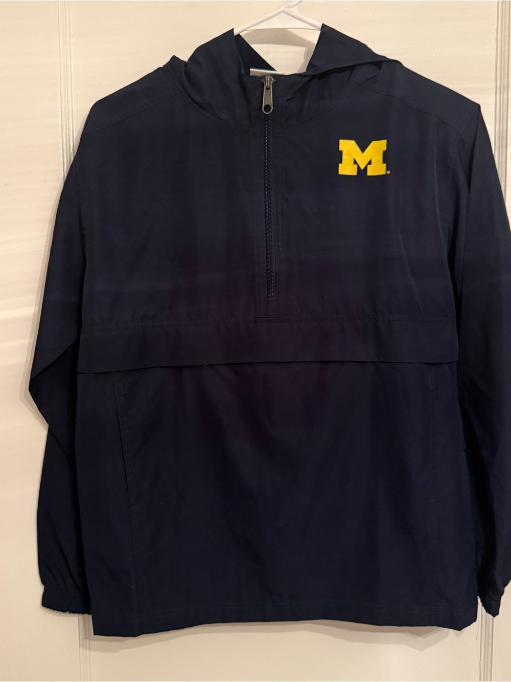 Michigan Champion Navy Hooded Windbreaker with Yellow 'M' Logo